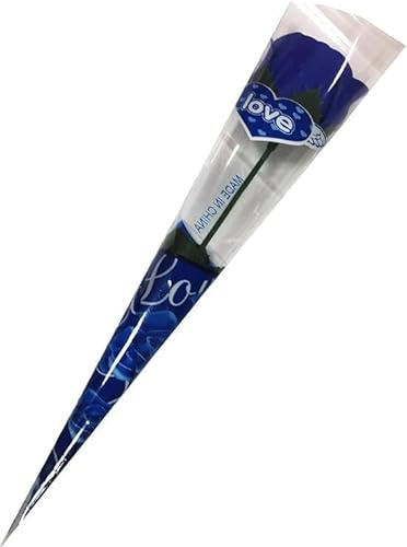 Realistic Artificial Scented Rose Stem – Single Faux Plastic Flower for Valentine’s Day, Table Centrepieces, Home&Office Décor, Romantic Gifts – Long Lasting Scent Flower Decoration,1 Pc (Blue)