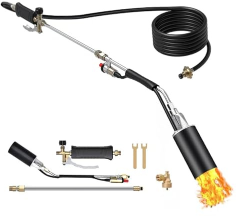 Awwertse Burner Flame Control Propane Torch, Flame Thrower with Turbo Trigger, for Garden Weed Burning, Blow Torch Tool