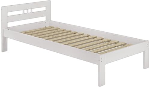 Erst-Holz® Jugendbett Einzelbett 80x200 Massivholzbett Kiefer weiß Futonbett Rollrost Gästebett 60.64-08 W