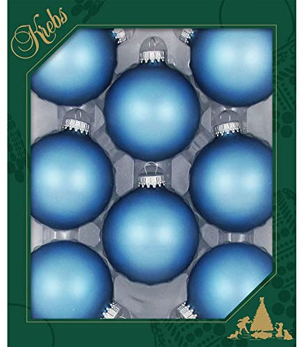 8 Christbaumkugeln aus Glas in hellblau