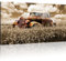 Kunstlab Rostiger Oldtimer Bild auf Leinwand Auto Leinwandbild Wiese Wandbild - 100x55 cm 1-Teilig: Sepia