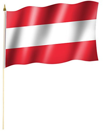 Stockflagge/Stockfahne ÖSTERREICH ohne Wappen Flagge/Fahne ca. 30 x 45 cm mit ca. 60cm Stab/Stock