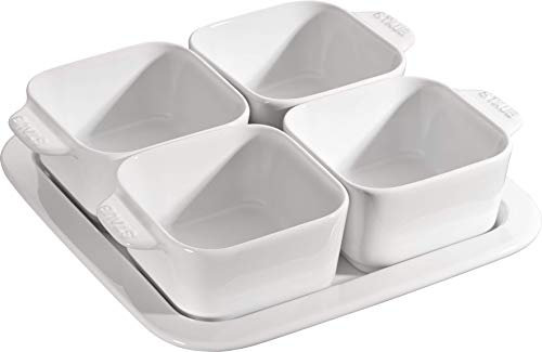 STAUB 40511-586 Vorspeisen-Set, Weiß, Keramik, Kleines Teller-Set, 18,7 x 18,7 cm, Vorspeisen-Set