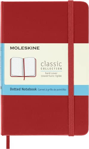 Moleskine Classic Notebook, Taccuino con Pagine Puntinate, Copertina Rigida e Chiusura ad Elastico, Formato Pocket 9 x 14 cm, Colore Rosso Scarlatto, 192 Pagine