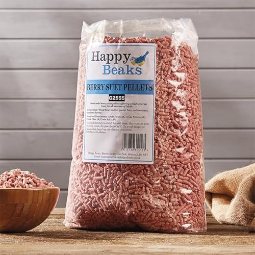Happy Beaks Wild Bird Berry Suet Pellets Food (12.75kg) High Energy, High Protein Premium Bird Feed