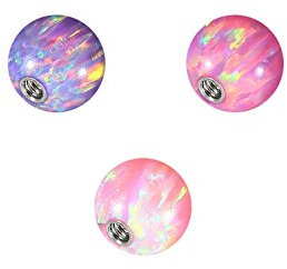 PIERCINGLINE Universelle Schraubkugel mit Gewinde SYNTH. OPAL Piercing Aufsätze Ersatz Lila Pink Rosa 16 x 6 mm