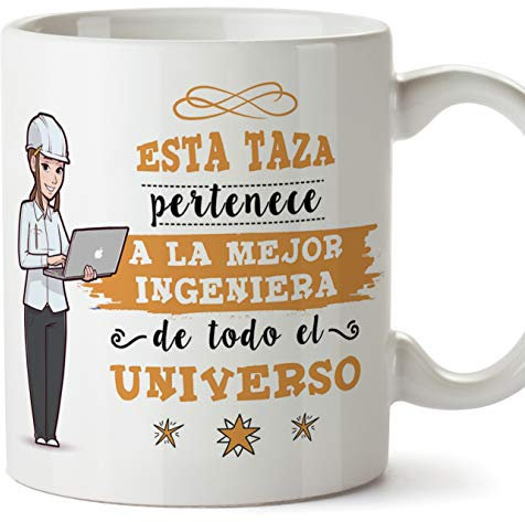 MUGFFINS Ingeniera Tazas Originales de café y Desayuno para Regalar a Trabajadores Profesionales - Esta Taza Pertenece a la Mejor Ingeniera del Universo - Cerámica 350 ml