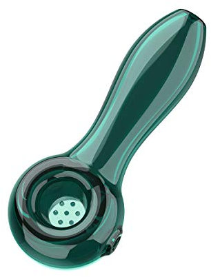 YoungRich Glaspfeife mit 7 Kickloch Dickes Kleines Glas Spoon Pfeife Hitzebeständig Geruchlos Taschenform Klobig Schöne Glanz Geschenk für Vater Mann und Sammler Lake Green