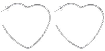 FOCALOOK Herz Ohrringe Creolen Edelstahl Damen offene Kreolen Herzform Hoops Earrings Accessoire Schmuck für Frauen Mädchen Außendurchmesser 60mm