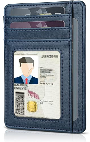 Teskyer Portefeuille Homme, Porte Carte Bancaire, Portefeuille en Cuir PU, Porte Cartes de Credit, Petit Portefeuille Homme, Protection RFID, Design Minimaliste, Bleu