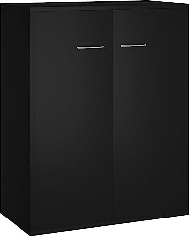 vidaXL Buffet, Meuble de Rangement avec Porte, Armoire de Rangement, Organisateur Salon Salle de Séjour Intérieur, Noir Bois d’Ingénierie