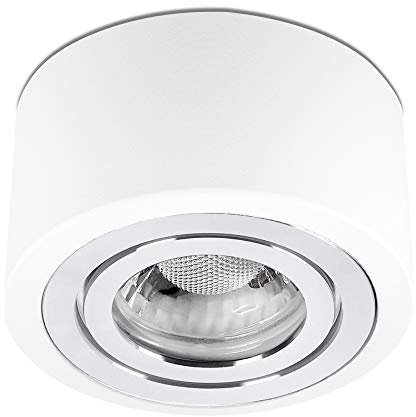 lambado® LED Aufbaustrahler IP44/Deckenstrahler Set inkl. 230V 5W Spots dimmbar - Wasserschutz für Bad & Außen - flache Aufbauleuchte für Feuchtraum in weiss