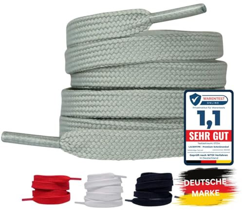 LaceHype 2 Paar Premium Schnürsenkel flach [10 mm breit ] LC1 reißfest Schuhbänder Ersatz Shoelaces aus Polyester für Sneaker, Sportschuhe, Laufschuhe, Turnschuhe (Grau, 120)