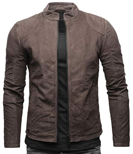 Crone Ivar Herren Lederjacke Cleane Basic Echtleder Jacke (S, Togo (Nubukleder))