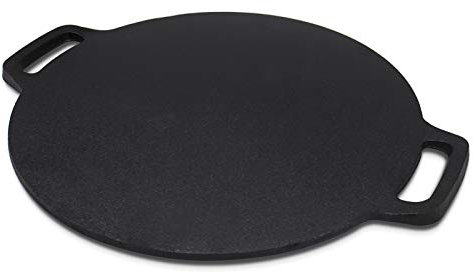 11-Inch Cast Iron Roti Tawa, Double Handled Cast Iron Crepe Pan for Dosa, Tortillas
