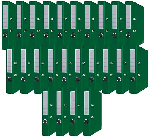 OFFICER PRODUCTS 24er Pack Ordner Grün DIN A4/50 mm/Papier Pappe/Kunststoffbezug PP Schlitzordner Büroordner Pappordner Aktenordner Metall Kantenschutz