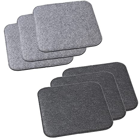 Cepewa Sitzkissen zum Wenden 6er Set │grau/hellgrau 35x35cm aus Filz Schaumstofffüllung │Polsterauflage Bank Stuhl Garten (1 x 6er Set Sitzkissen)