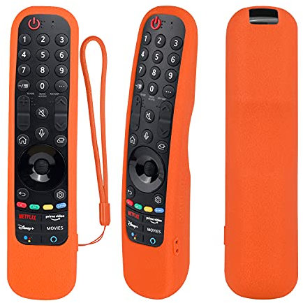 Étui de Protection en Silicone pour LG Magique 2021 2022 Télécommande, MR21GA MR21GC MR22GA MR22GN, Housse Coque pour LG Télécommande, Antidérapage, Antisismique, Lavable (Orangé)