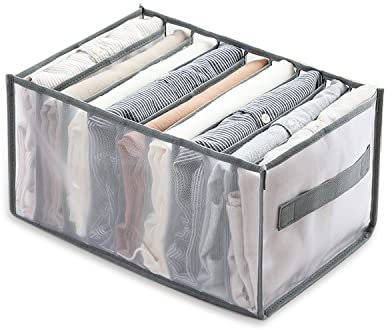 1 Pack Closet Drawer Organisers, 9 Grids Jeans Storage Box with Compartments, Foldable Drawer Divider for Baby Clothes, Leggings, T-shirt, Jeans
