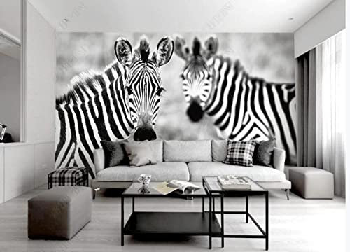 Papier Peint Panoramique Zèbre Noir Et Blanc Papier Peint Intissé 3D Murale Tableaux Muraux Tapisserie Salon Chambre