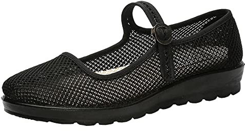 inupon Sommerschuhe Damen mesh Mary Jane Schuhe Leicht Bequem Atmungsaktiv Walkingschuhe Yoga Training Tanz Schuhe Outdoorschuhe (Schwarz,41)