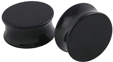 Aieci Bouchon d Oreille Tunnel Piercing Ecarteur Acrylique Noir Homme Femme | Écarteur de piercing en acrylique hypoallergénique. Style double flare plein, ultra léger et confortable.