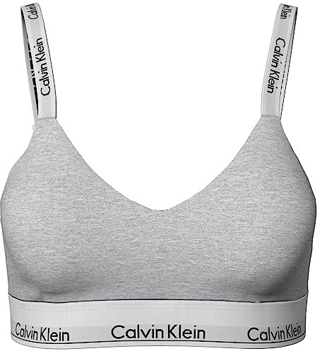 Calvin Klein Women Light Lined Bralette Moulded, Grey (Grey Heather), L