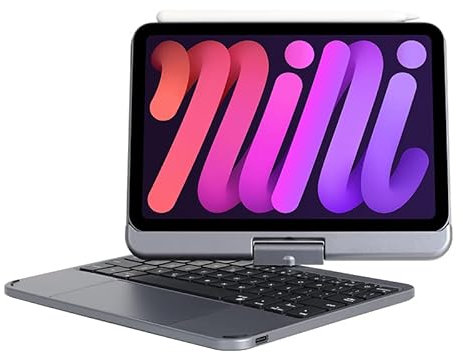 QYiiD Custodia per tastiera magnetica per iPad Mini 6a generazione con rotazione a 360 gradi, touchpad, tastiera retroilluminata a 7 colori, sottile e sottile, per iPad Mini 6 2021 (8,3 pollici),
