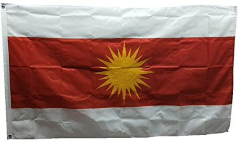 Stormflag JESIDEN YAZIDISM NEU Flagge 3x5ft YEZIDEN KURDISCH EZIDEN Fahne 90 x 150 cm Polyester 90g mit drei Haken