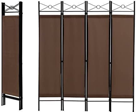 Multigot 4 Panel Room Divider, Folding Protective Screens, Movable Partition Privacy Separator for Living Room Bedroom Office (Brown)