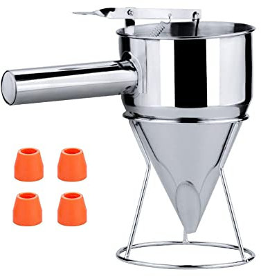 Entonnoir à Pâtisserie, 1 Pc Entonnoir à Piston en Acier Inoxydable Entonnoir de Cuisine Distributeur de Pâte, Outils de Cuisson pour Desserts à Gâteaux Crêpes, 1200ml