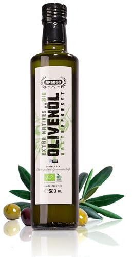 Apsogo Organic Extra Virgin Olive Oil – Greek High Polyphenols EVOO from Crete (500ml) – Cold Pressed, Early Harvest, Premium Quality, Certified Organic