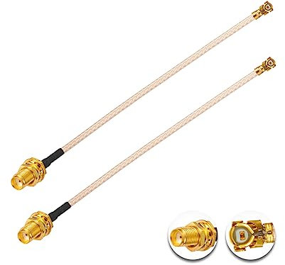 Vecys 2PCS U.F.L1 zu SMA Female Low Loss Koaxialkabel 6 /15CM U.F.L1 RG178 RF Koaxial Pigtail Kabel für Wireless Router Mini PCIE Netzwerkkarten PCI Wi-Fi WAN Repeater