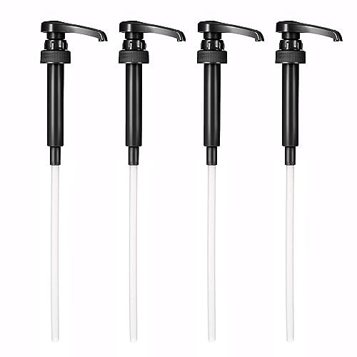 JEKUGOT Coffee Syrup Pump, Reusable Coffee Syrup Pump Dispenser for Most 750ml Syrup Bottles for Home, Cafes and Drinking Houses Black Pump Dispenser (4pcs)