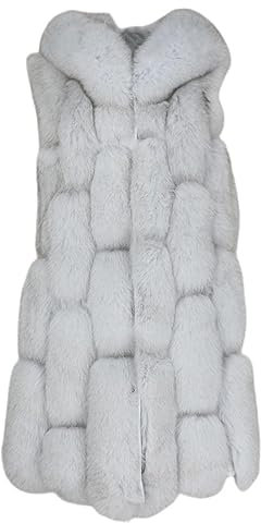 OFTBUY Schwarzer echter Pelzmantel Winterjacke Frauen natürlicher Fuchspelz Weste echtes Schaffell Leder Kapuze dicke warme Oberbekleidung