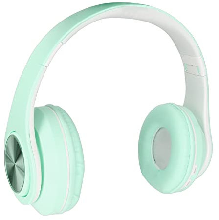 Lazmin112 B39 Bluetooth 5.0 Headset, Macaron Earphones Built in 40mm Speaker Unit, Noise Reduction Foldable Over Ear Headphone with Colorful Light (Green)