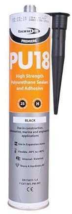 Bond It PU18 Polyurethane Adhesive Sealant High Strength Wood Metal Glass Joint Filler Glue For Concrete Wood Brick Metal Seals and adheres Non Shrinking High Grab 310ml (Black)