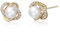 Gold Pearl Stud Earrings for Women, 925 Sterling Silver Stud Earrings with Cubic Zirconia, Handmade Pearl Jewellery for Gift