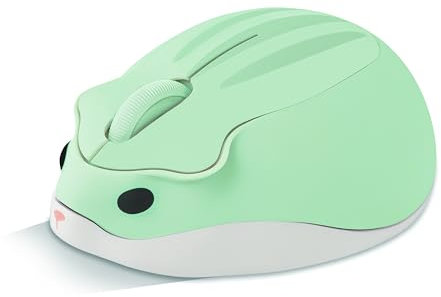 Wireless Mouse Cute Hamster Shape Optical Mice Green Mouse,1200 DPI Noise Reduction Ultra Portable Travel Mice,2.4 GHz with USB Unifying Receiver for PC Mac Laptop Computer Kids Girl School Gift