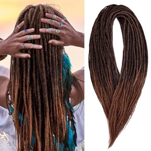 Noverlife 60cm 10 Stränge/Pack Ombre Rötlich Braun Handgefertigte Synthetische Dreadlocks, Gerade Doppelt Ended Extensions Dicke 0.6 cm Locs Häkelhaar Flechten Leichte Dreads Göttin Haar Für Frauen