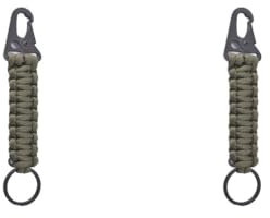 Paowsietiviity 2 set Paracord Keychain Outdoor Emergency Keyring Rope Portable Buckle Multifunctional Backpack Lanyard Climbing Caving Green