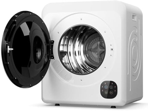ZMIN 6KG Vented Tumble Dryer,1500W Portable Mini Tumble Dryer with Smart Control Panel,Stainless Steel Tub,Compact Electric Clothes Dryer for Home Dorm Apartment,White,A