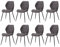 GrandCA HOME Juego de 8 Sillas de Comedor, Sillas de Comedor Tapizadas, Sillas de Cocina Nórdicas, Sillas Acolchadas con Patas de Metal, Cojines de Tela de Rombos, Gris Oscuro-R