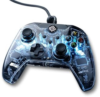 BOOSTBOXX LUX Wired Controller - Transparentes Gamepad inkl. RGB-Beleuchtung und Funktionstaste für PC, Xbox, PlayStation