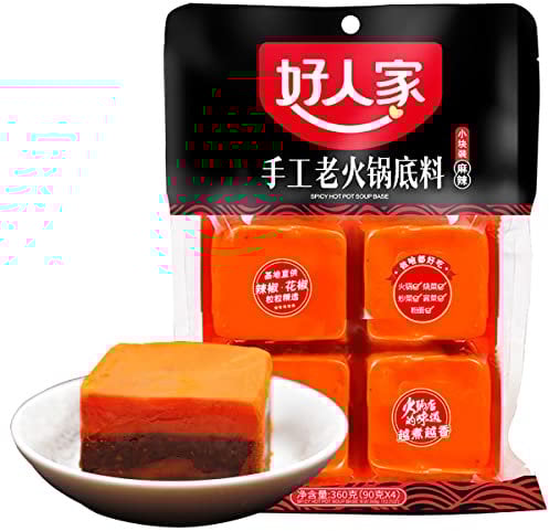 Authentic Chinese hot pot soup base seasoning 12.7 oz (360g), Haorenjia Sichuan hotpot broth sauce spicy from szechuan, China.