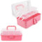 Boocalny Dreilagige Aufbewahrungsbox aus Kunststoff, 25,4 cm, faltbare Organizer-Box, Nähkästchen, Medizin-Aufbewahrungsbox mit Griff, Bastel-Organizer und Aufbewahrung für Nagel-Make-up,
