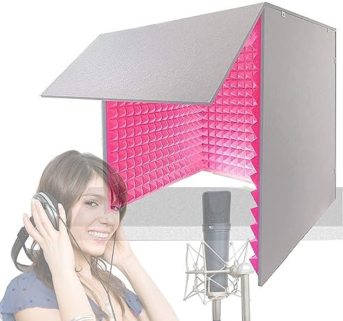 AILZCFX Professional Microphone Shield, Acoustic Panels, Simple Soundproof Chamber, Microphone Isolation Shield, Portable Recording Booth, Absorbent Foam, Sound-Absorbing