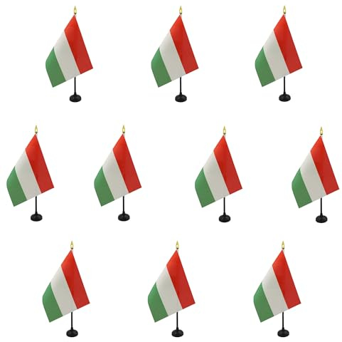 AZ FLAG 10er-Set Tischflaggen Ungarn 15x10 cm Kunststoffsockel