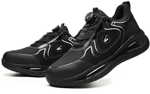 Qzeanxy Arbeitsschuhe Herren Sicherheitsschuhe Leicht Anti-Smashing Stahlkappenschuhe Damen Bequem Schnellverschluss Dämpfung Atmungsaktiv Sneaker rutschfest Sportlich Arbeitsturnschuhe