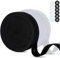 2 Rolls Buttonhole Elastic Band, 20mm x 14m Elastic Knit Spandex Spool, Black White Webbing Stretch Band, Sewing Elastic Tape with Button Holes, High Elasticity Knit Stretchable Band for Jeans Skirts